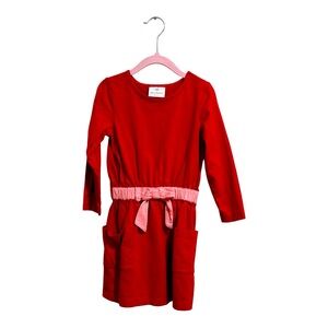 EUC Hanna Andersson Red Dress with Pink Belt Bow, Size 4